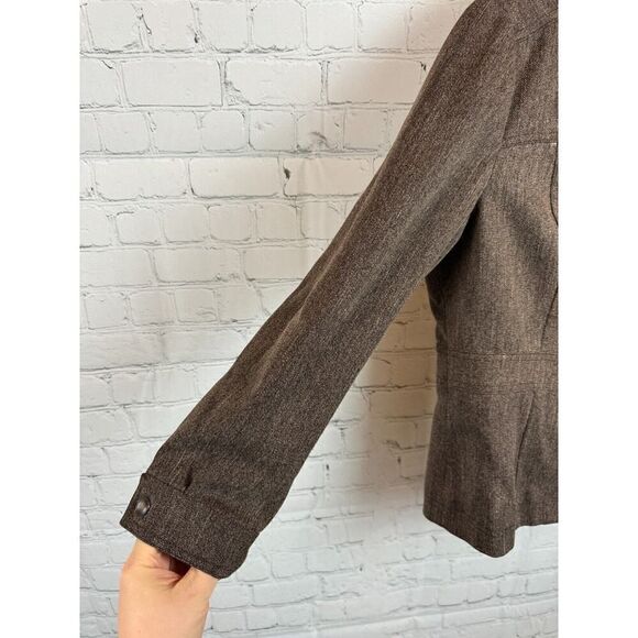 COLDWATER CREEK brown herringbone collared jacket blazer size 10 - Picture 5 of 9